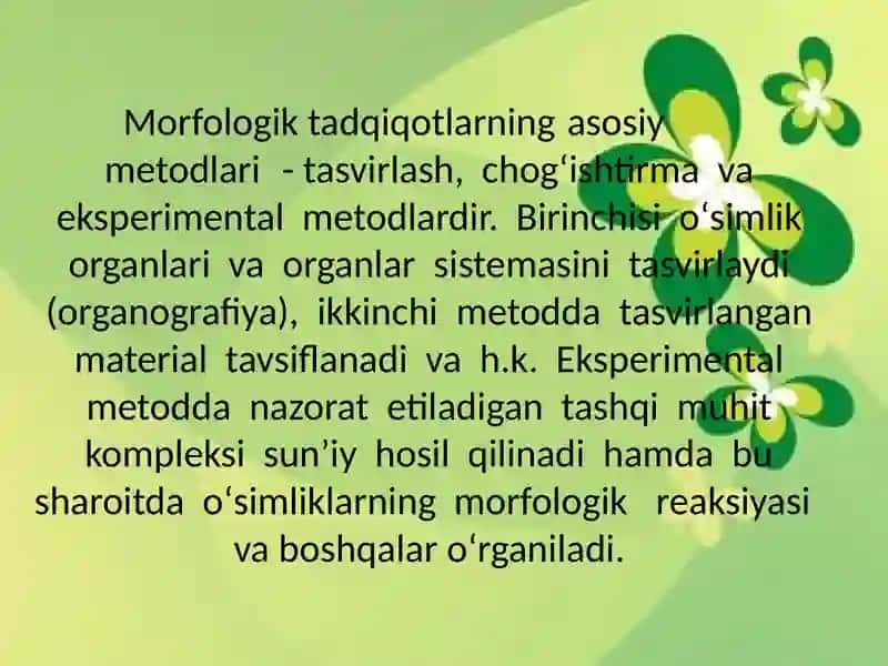 Rahmonqulova Rayhonaning Botanikaning tadqiqot usullari fanida tayyorlagan taqdimoti 2