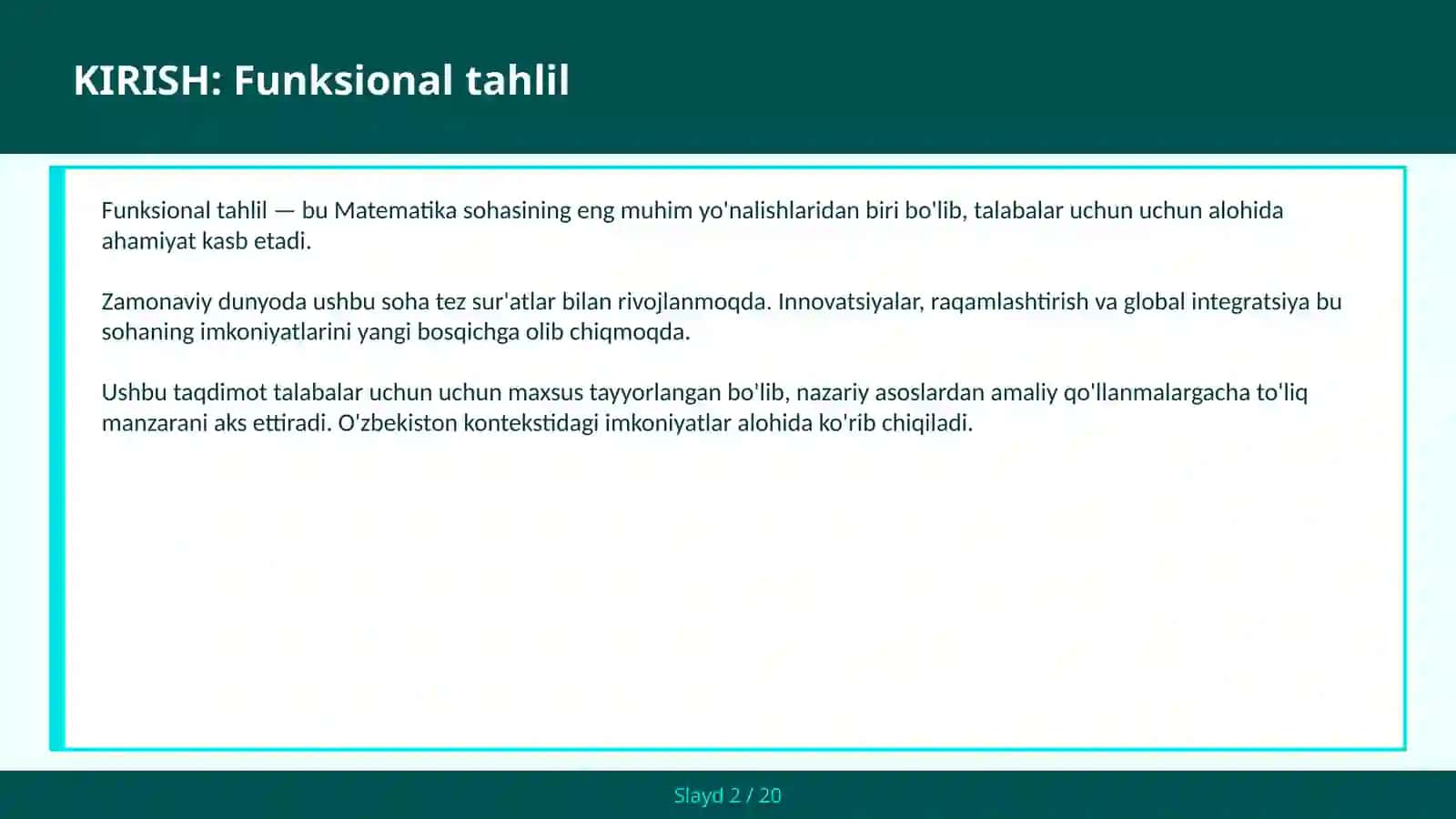 Funksional tahlil 2