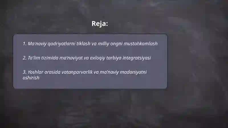 Yangi Oʻzbekistonda amalga oshirilayotgan ma'naviy oʻzgarishlar 2