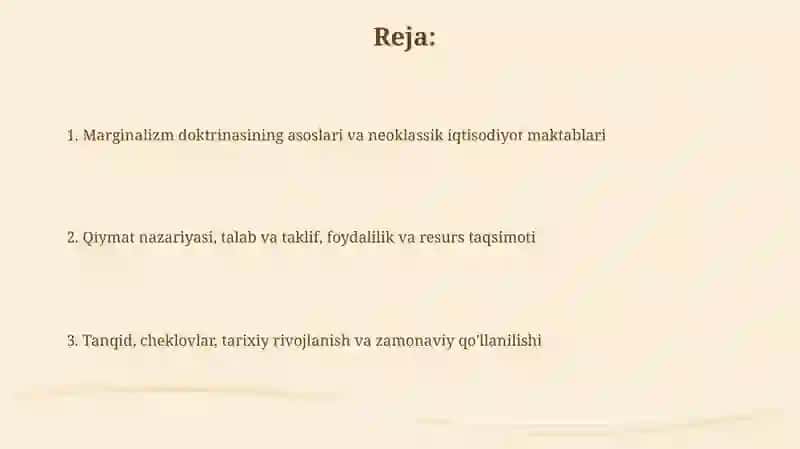 Marginalizm ta'limoti va neoklassik iqtisodiy maktablar 2