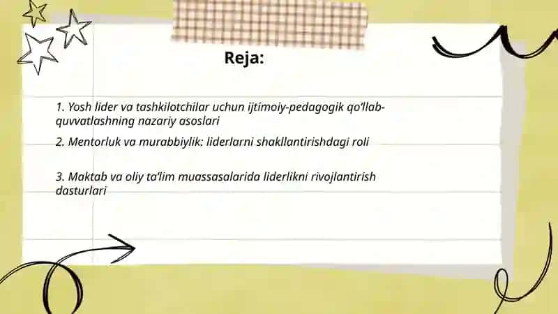 Lider va tashkilotchi yoshlarni ijtimoiy-pedagogik qo'llab-quvvatlash 2