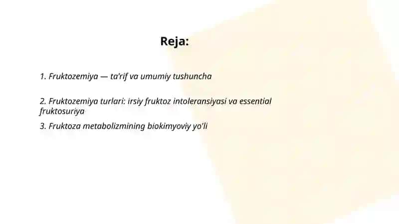 Fruktozemiya - ta'rif va umumiy tushuncha 2