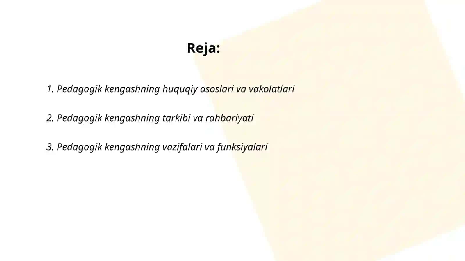 Pedagogik Kengash ta'lim muassasasining boshqaruv organi sifatida 2