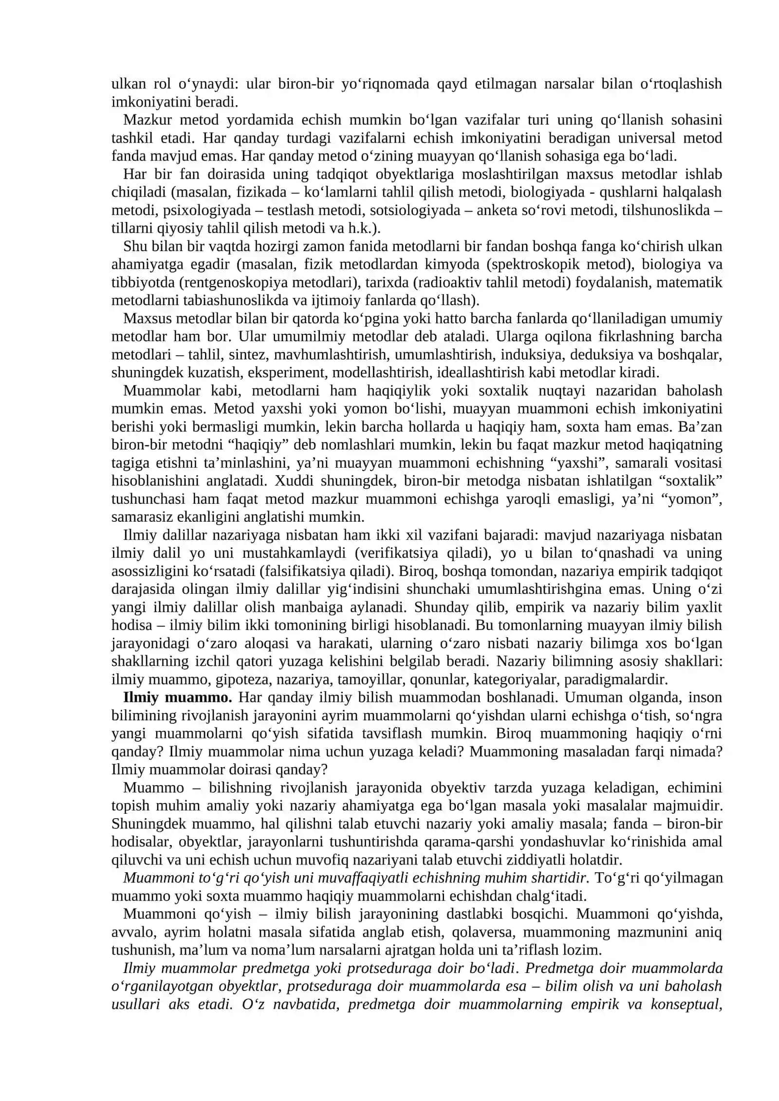 MUAMMO VA DALIL ILMIY TADQIQOTNING BOSHLANGʻICH ASOSI 2