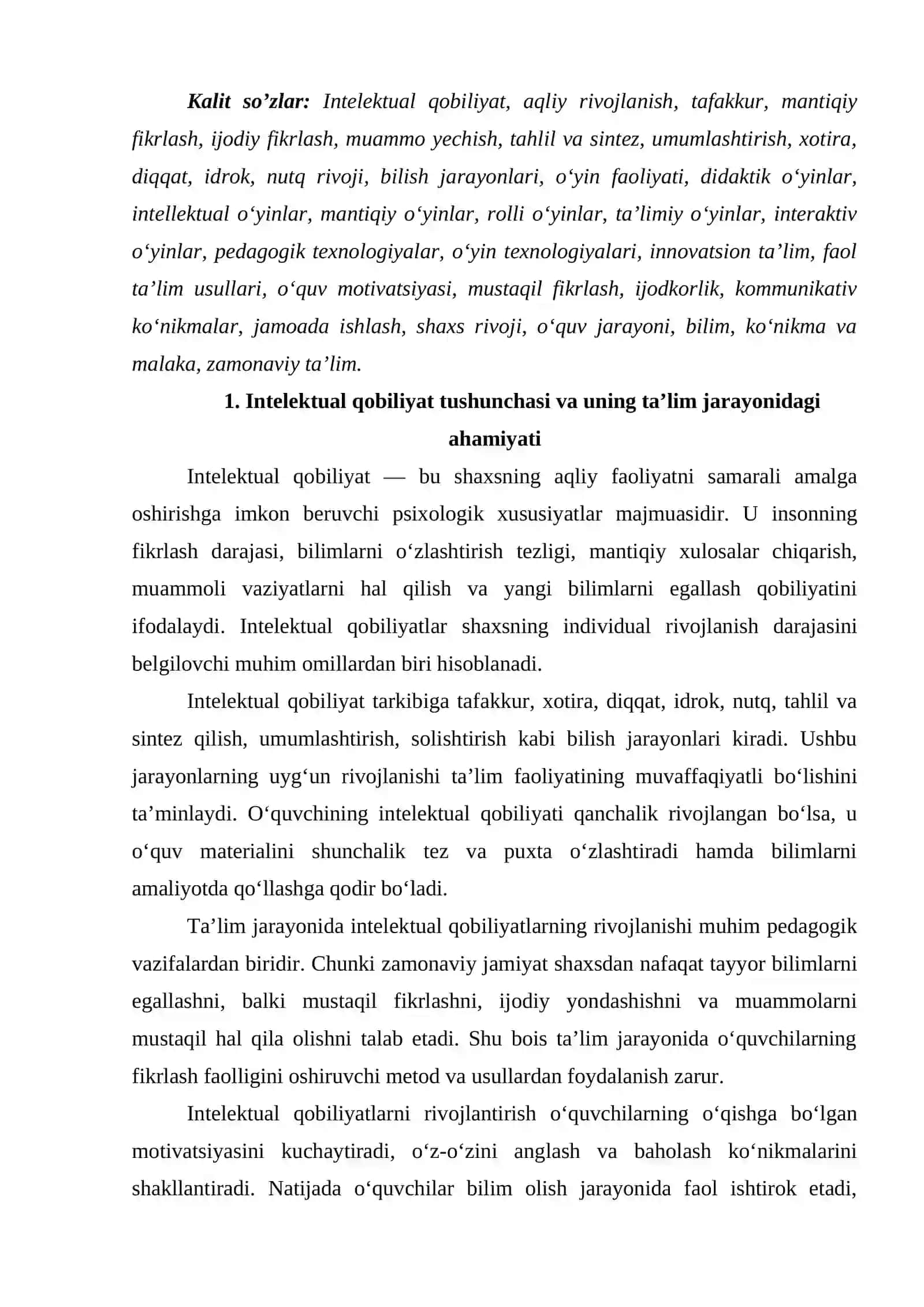 Intellektual qobilyatlarni rivojlantirish uchun o'yinlardan foydalanish 2