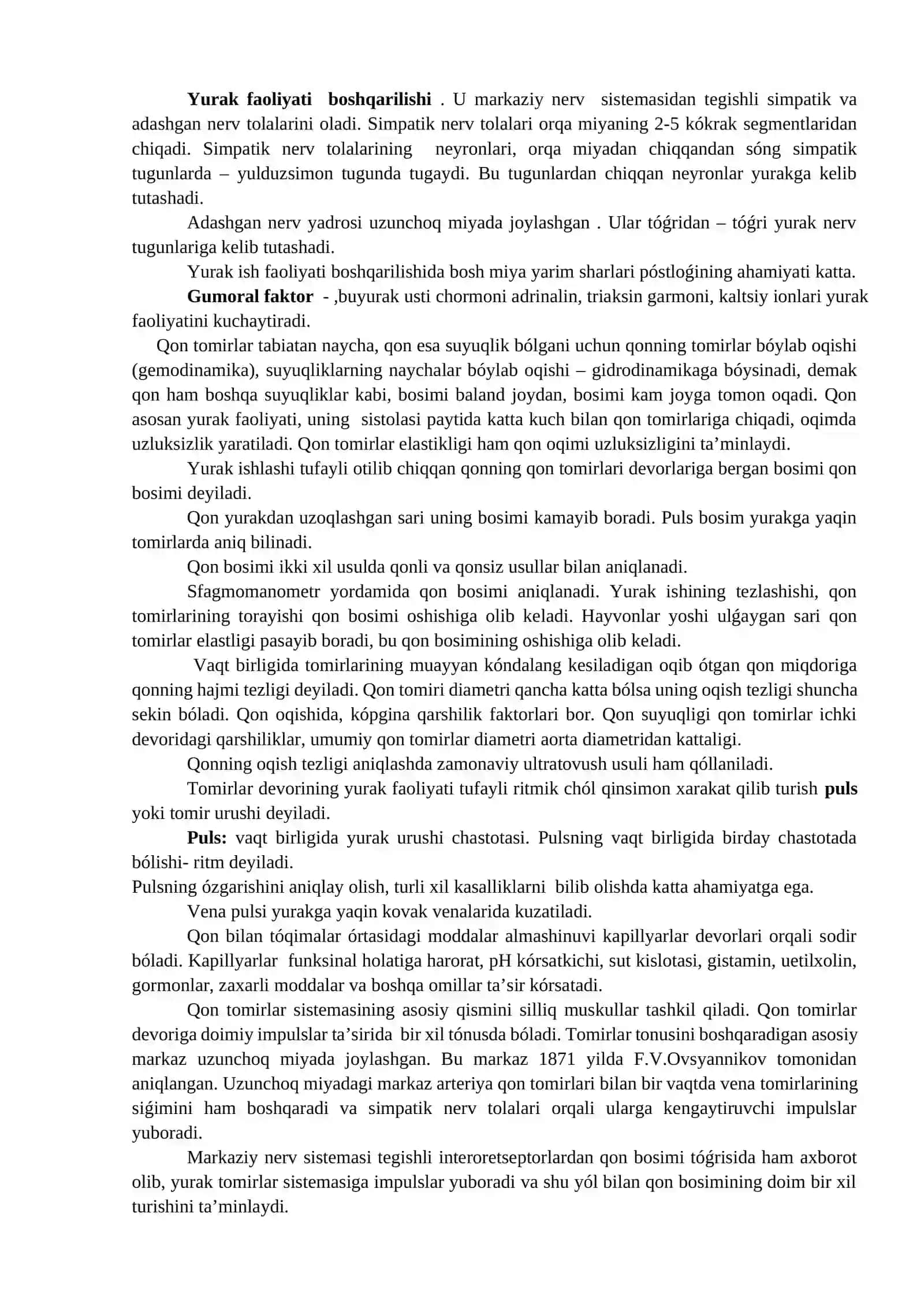 YURAK VA QON TOMIRLARI FIZIOLOGIYASI 2