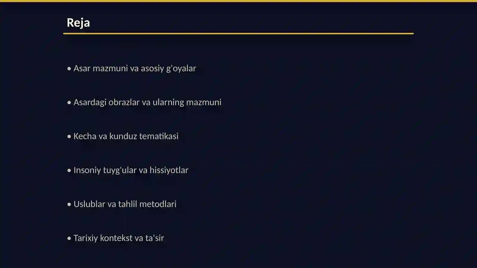 Kecha va kunduz asari boʻyicha topshiriqlar 2