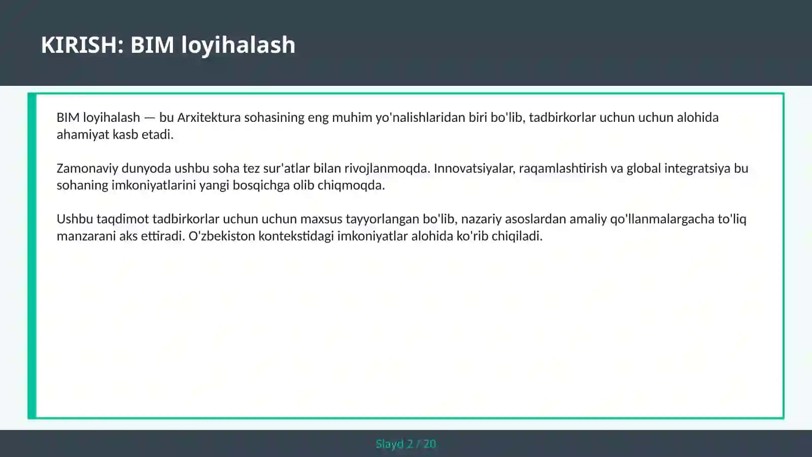 BIM LOYIHALASH 2