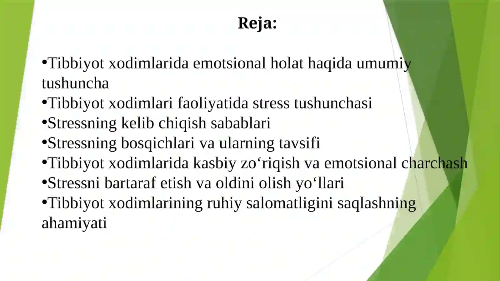 Tibbiyot xodimlarida emotsional holatlarning o‘ziga xosligi stress va  uning bosqichlari, bartaraf etish yo‘llari 2