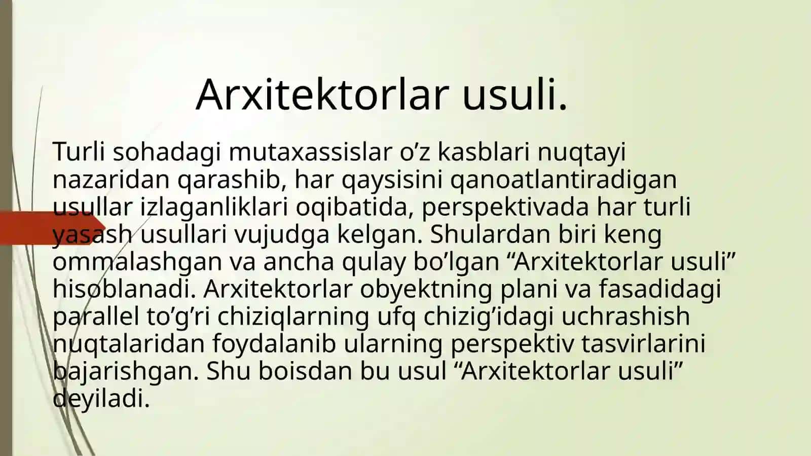 ARXITEKTORLAR USULI 2