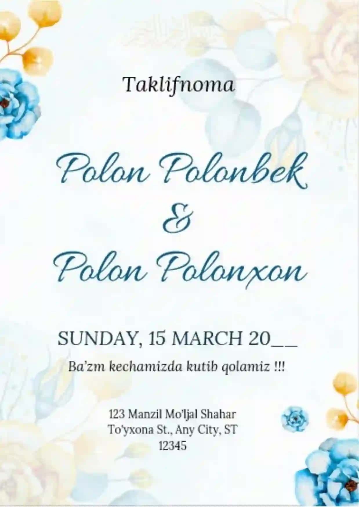 Taklifnoma SHABLON 2