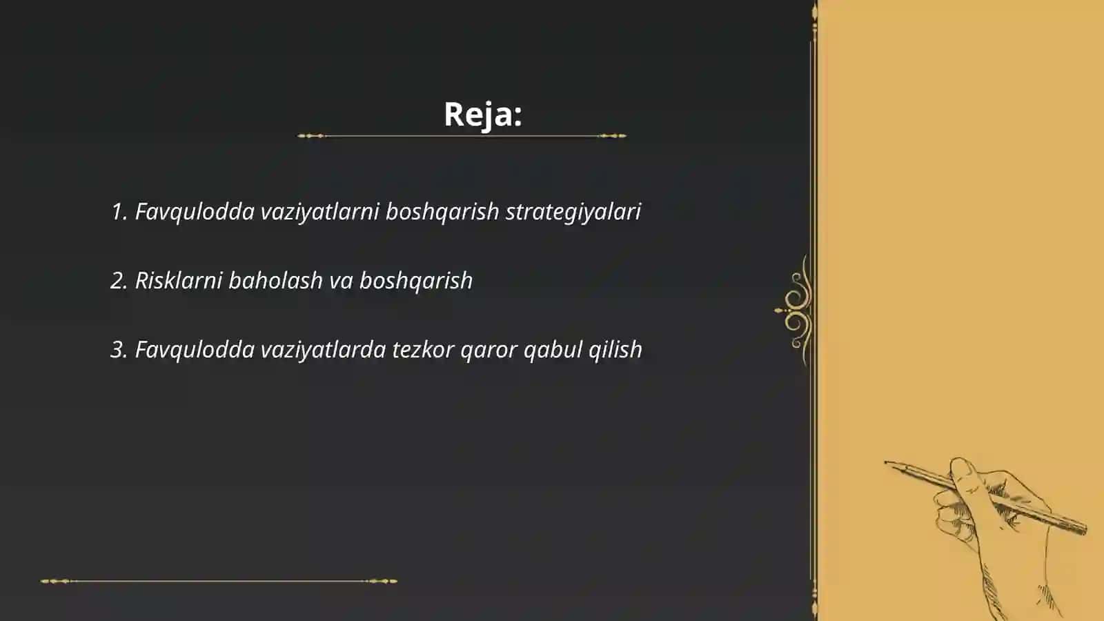 Favqulodda vaziyatlarni boshqarish strategiyalari 2