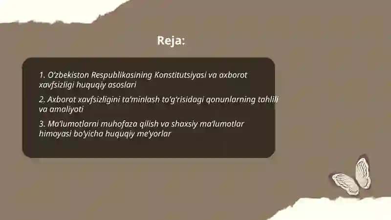 Oʻzbekistonda axborot xavfsizligining manaviy huquqiy asoslar 2