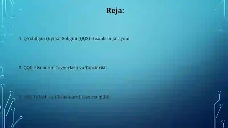 Qo'shilgan Qiymat Solig'ini Hisoblash va Hisob Kitoblarni Taqdim Qilish Jarayoni 2