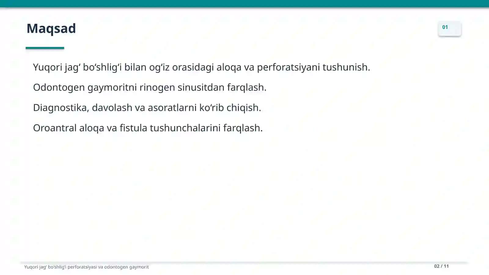 Yuqori jagʻ boʻshligʻi perforatsiyasi va odontogen gaymorit 2