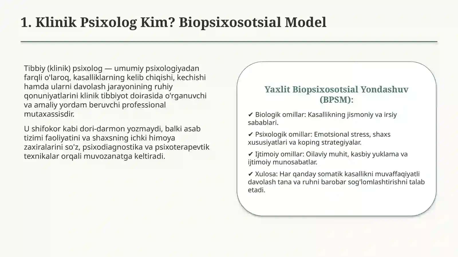 Tibbiy psixologning tibbiyotdagi faoliyati — vazifalar va ahamiyati 2