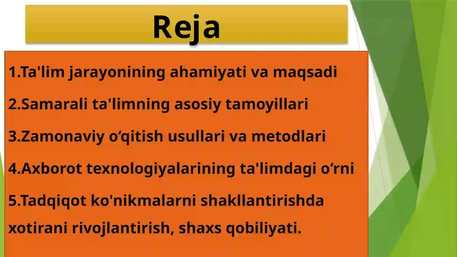 Ta'lim olish jarayonini samarali tashkil etish AKKK 2