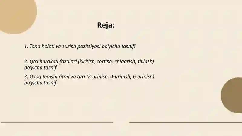 Koʻkrakda krol usulida suzish texnikasi tasnifi 2