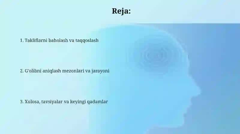 Takliflarni ko'rib chiqish va g'olibni aniqlash 2