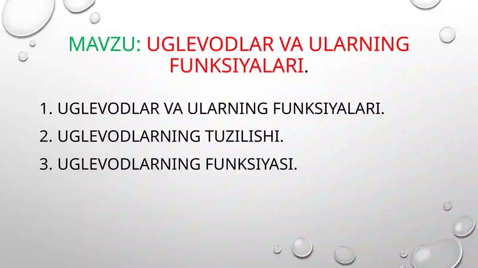Uglevodlar va ularning funksiyalari 2