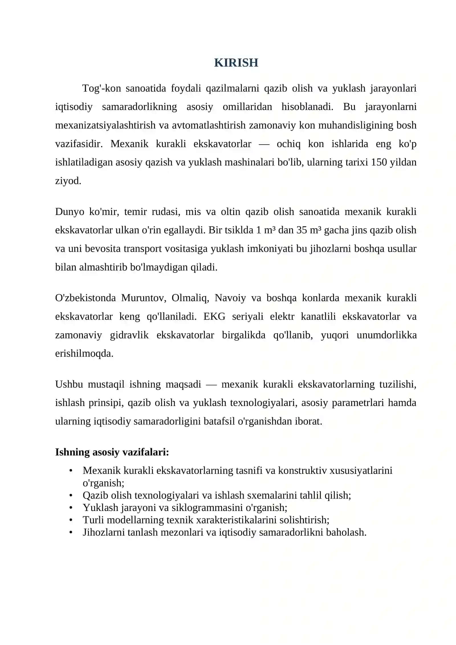 TOG' JINSLARINI MEXANIK KURAKLI EKSKAVATORLAR BILAN QAZIB OLISH VA YUKLASH 2