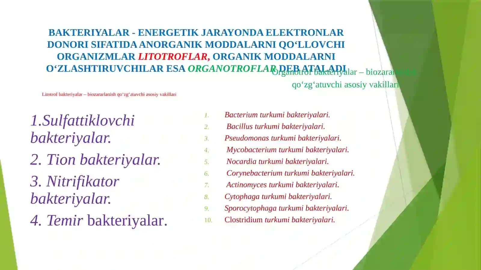 BAKTERIYA VA ZAMBURUG‘LAR – BIOZARARLASHMANBALARI 2