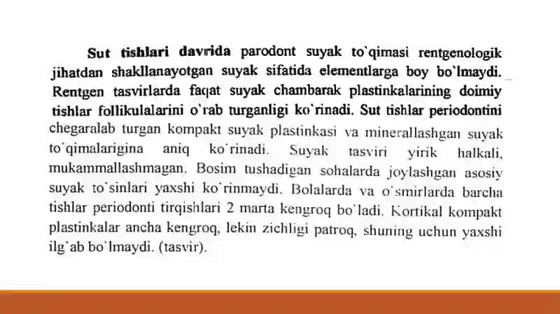 Normadagi suyak alveolasining rentgen tavsifi 2