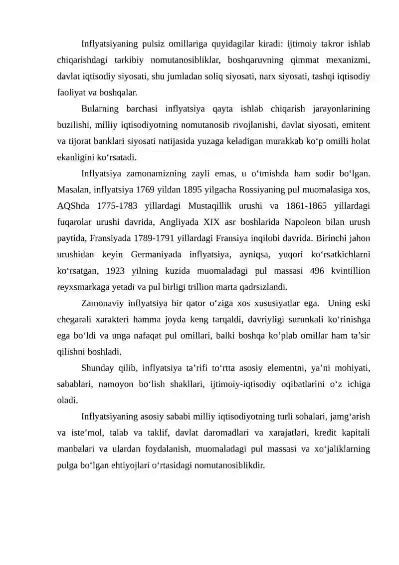 Inflyatsiya, uning mohiyati, paydo bo‘lish sabablari 2