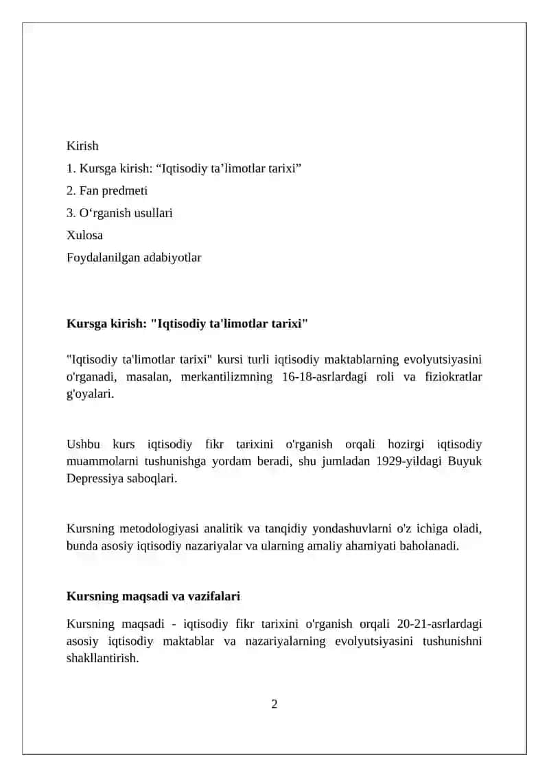 Iqtisodiy ta'limotlar tarixi 2
