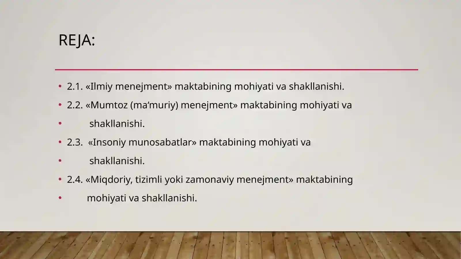 Menejment nazariyasining shakllanishi va rivojlanishi 2