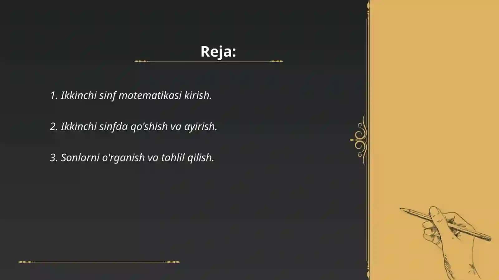 Ikkinchi sinf matematika dasturlari va materiallarning choraklar bo'yicha joylashuvi umumiy tahlili 2