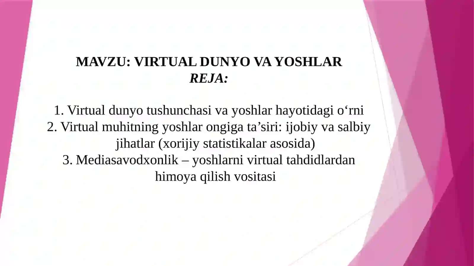 VIRTUAL DUNYO VA YOSHLAR 2