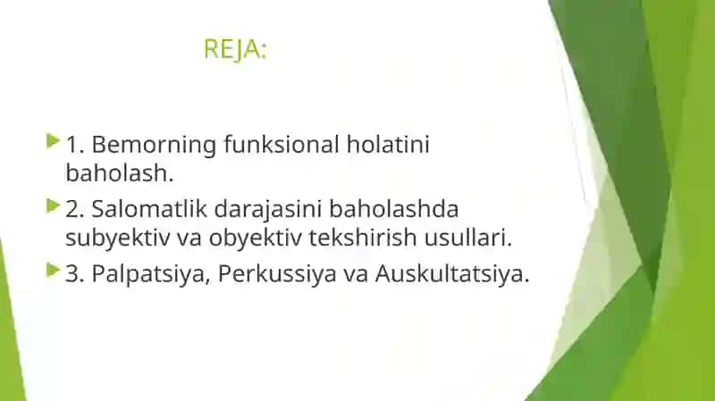 Bemorning funksional holatini baholash 2