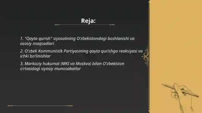 "Qayta qurish" yillarida O'zbekistondagi ijtimoiy-siyosiy vaziyat 2
