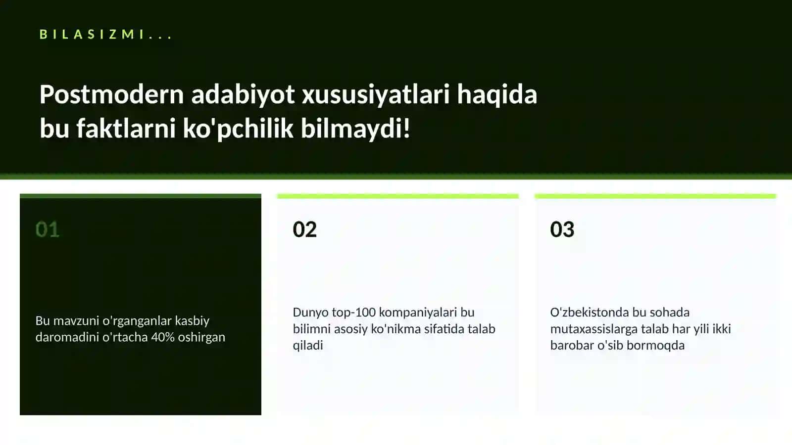 Postmodern adabiyot xususiyatlari 2