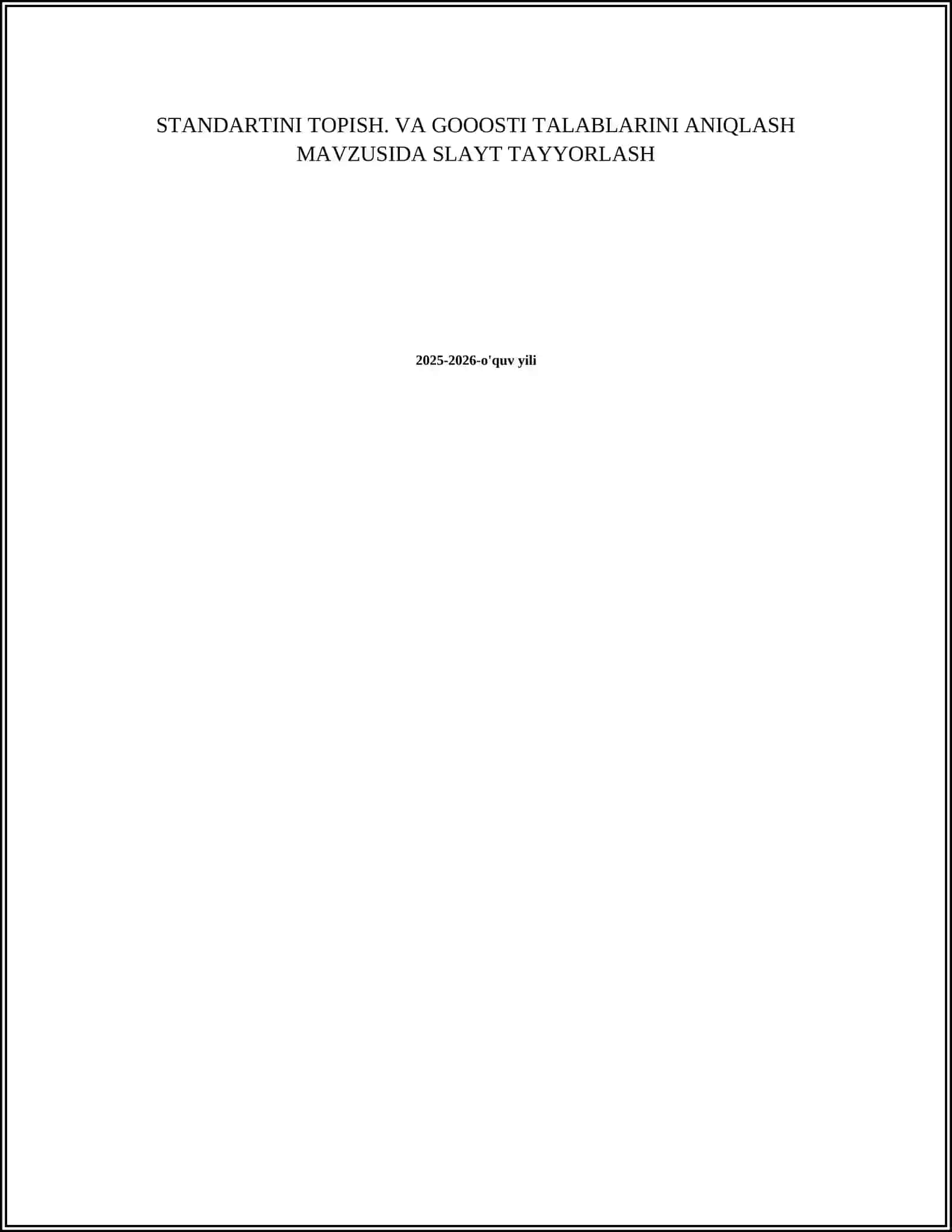 SUV MAHSULOTINING SANITARIYA TALABLARI, VA STANDARTINI TOPISH. VA GOOOSTINI ANIQLASH MAVZUSIDA SLAYT TAYYORLASH 2
