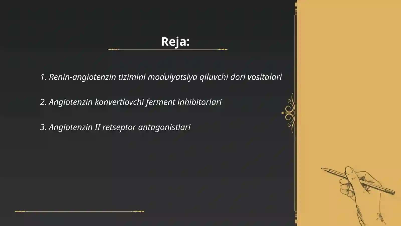 Renin-angiotenzin sistemasiga taʼsir qiluvchi dori vositalar 2