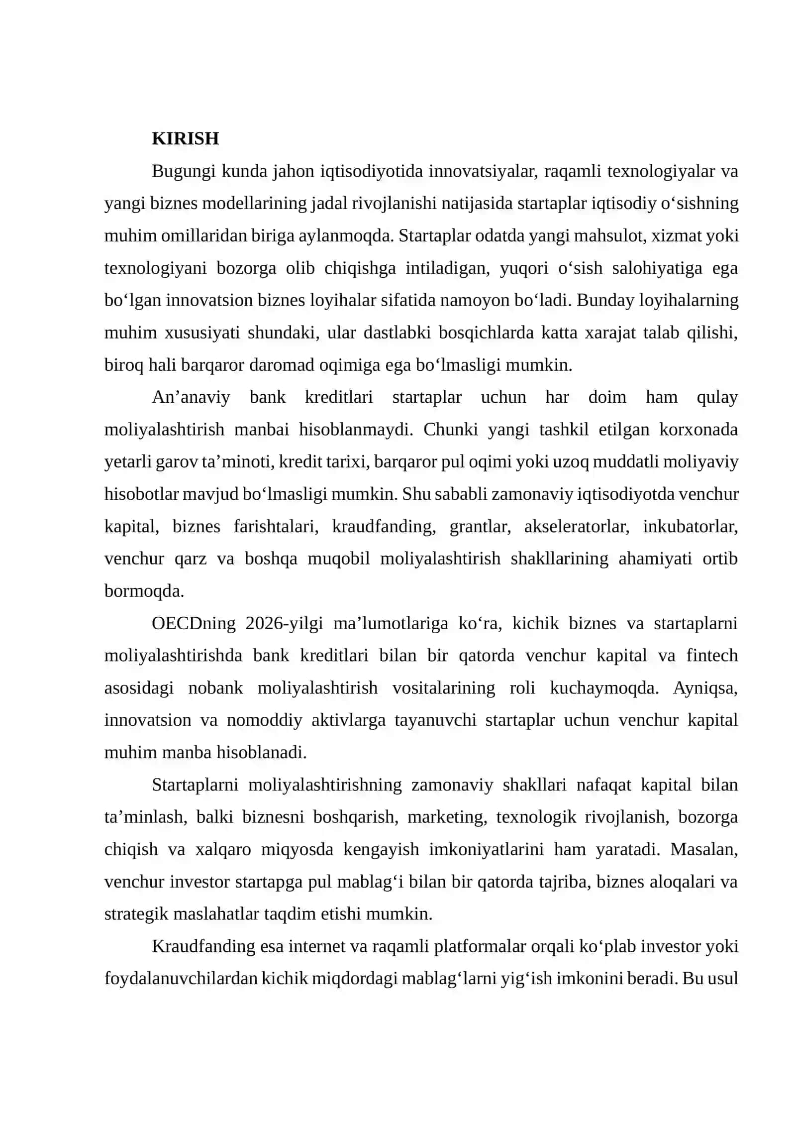 STARTAP LOYIHALARNI MOLIYALASHTIRISHNING ZAMONAVIY SHAKLLARI: VENCHUR FONDLARI VA KRAUDFANDING 2