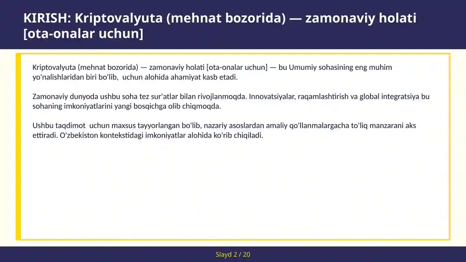 Kriptovalyuta (mehnat bozorida) - zamonaviy holati [ota-onalar uchun] 2