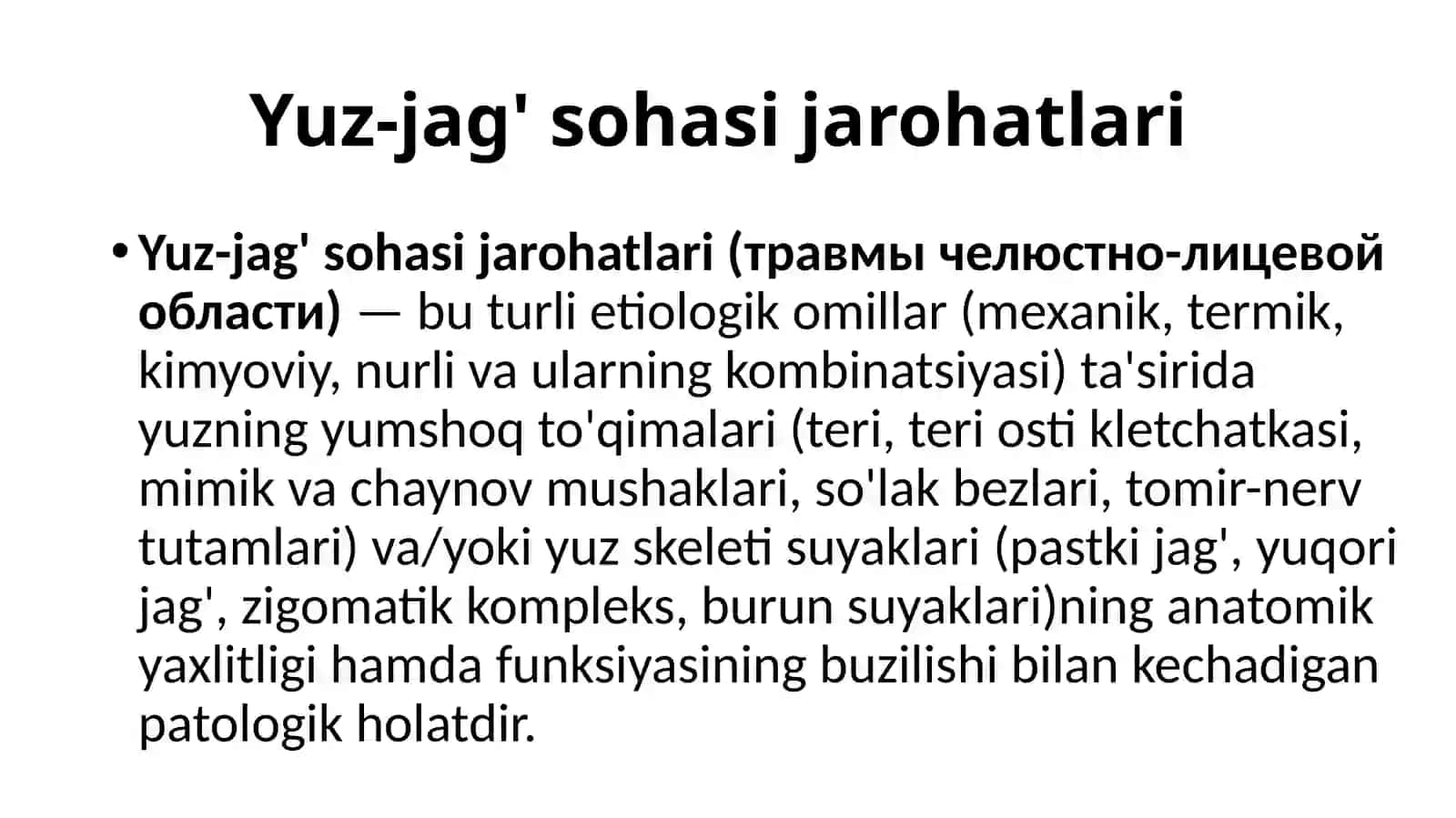 Yuz-jag'sohasijarohatlari 2