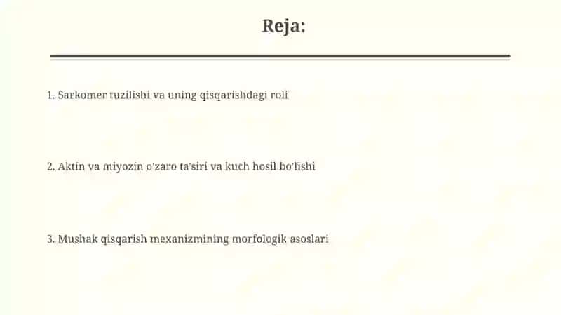 Mushak qisqarish mexanizmining morfologik asoslari 2