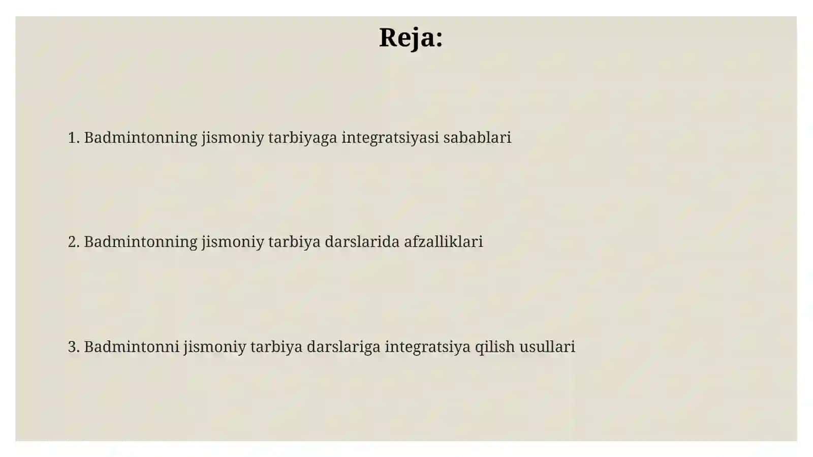 Badminton sporti jismoniy tarbiya darslariga integratsiya qilish 2