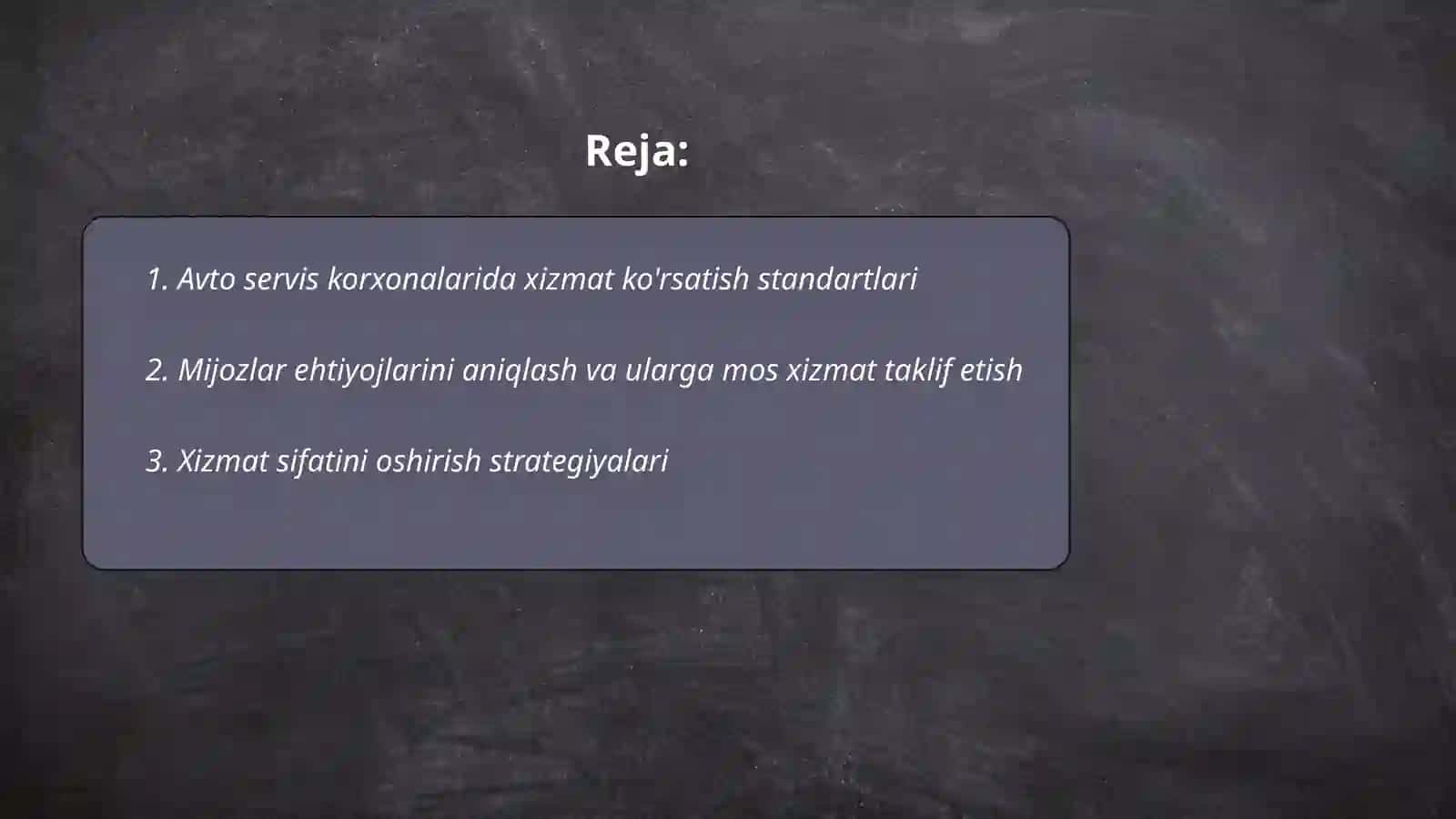 Avto servis korxonalarida xizmatni tashkil etish 2