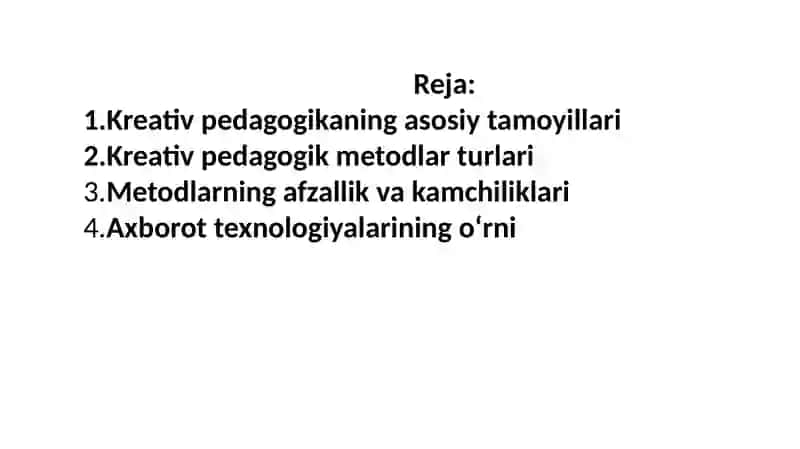 Kreativ pedagogika fanini o’qitish metodlari 2