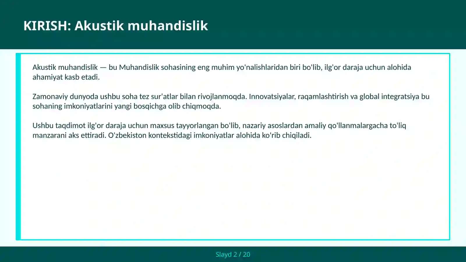 Akustik muhandislik 2