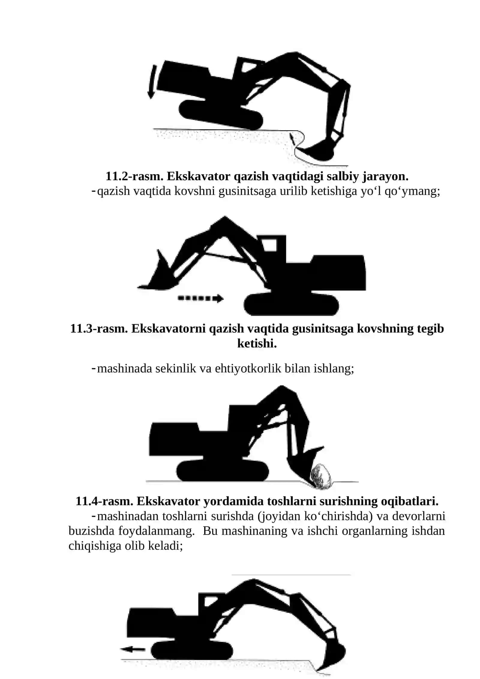 Bir cho‘michli ekskavatorlarni ishlatishdagi хavfsizlik qoidalari 2