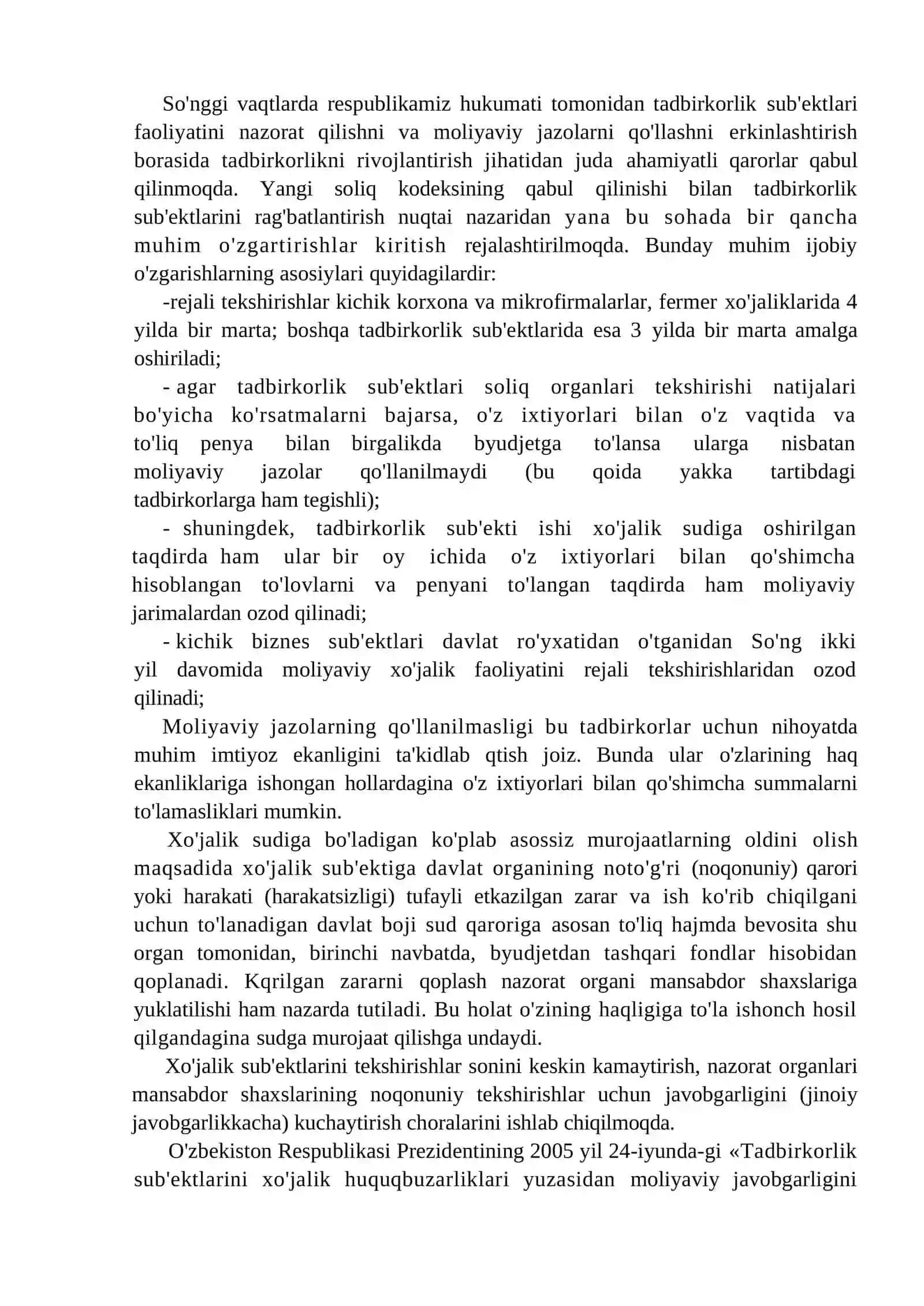 Soliq nazoratini erkinlashtirish va takomillashtirish masalalari 2