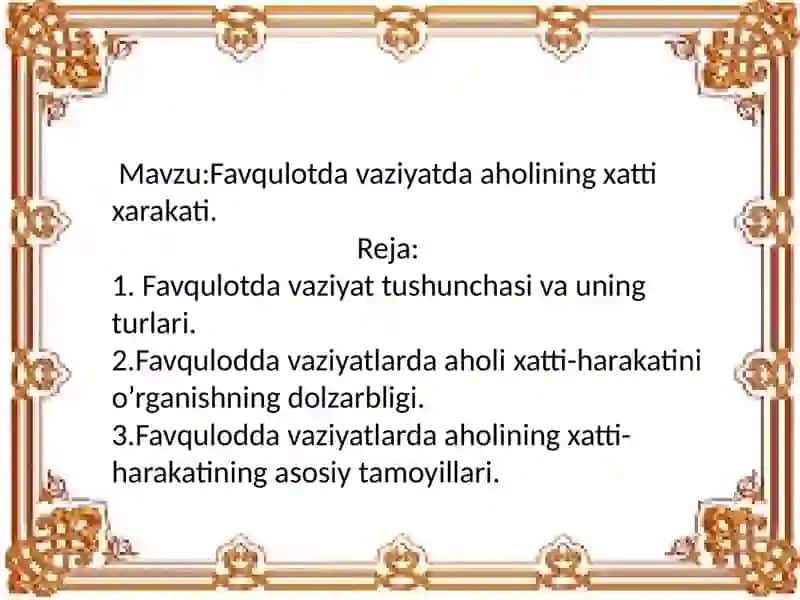 Favqulotdavaziyatda ahvolining xatti xarakati 2