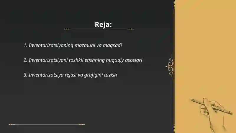 Inventarizatsiyani tashkil qilish va uning turlari 2