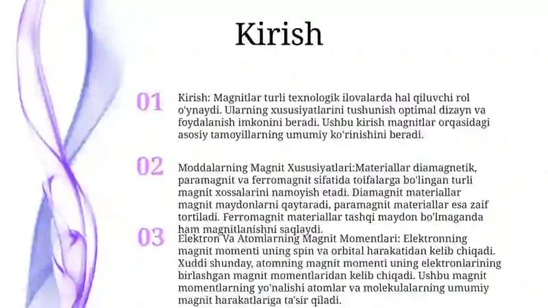 Moddalarning Magnit Xususiyatlari 2